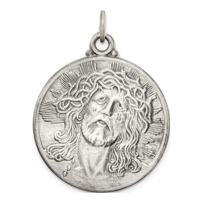 Sterling Silver Antiqued Ecce Homo Medal Pendant