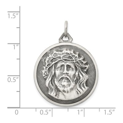 Sterling Silver Antiqued Ecce Homo Medal Pendant – view 4