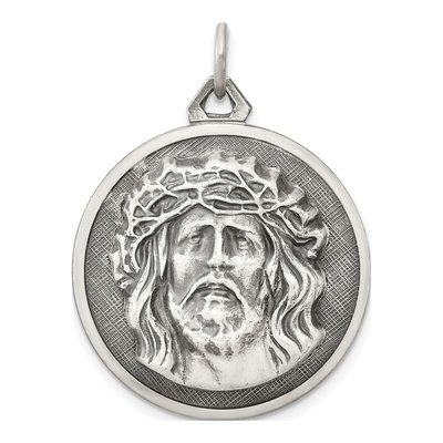 Sterling Silver Antiqued Ecce Homo Medal Pendant