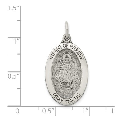 Sterling Silver Antiqued Infant of Prague Medal Pendant – view 4
