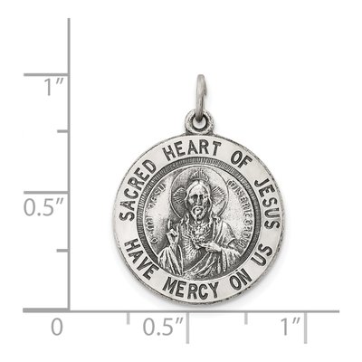 Sterling Silver Antiqued Sacred Heart of Jesus Medal Pendant – view 4