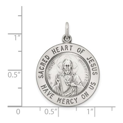 Sterling Silver Sacred Heart of Jesus Medal Pendant – view 5