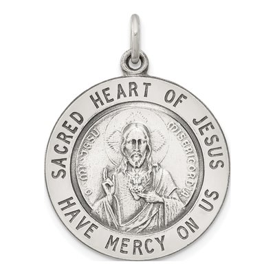 Sterling Silver Sacred Heart of Jesus Medal Pendant