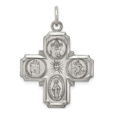 Sterling Silver Antiqued 4-Way Medal Pendant