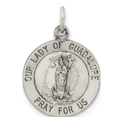 Sterling Silver Antiqued Our of Guadalupe Medal Pendant