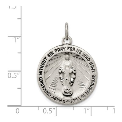 Sterling Silver Antiqued Miraculous Medal Pendant – view 4