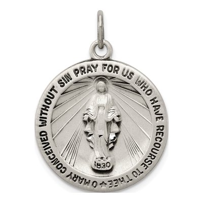 Sterling Silver Antiqued Miraculous Medal Pendant