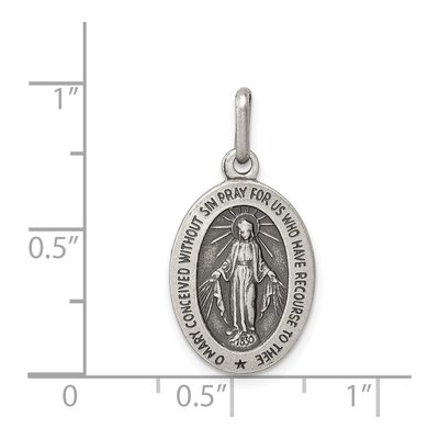 Sterling Silver Antiqued Miraculous Medal Pendant – view 4