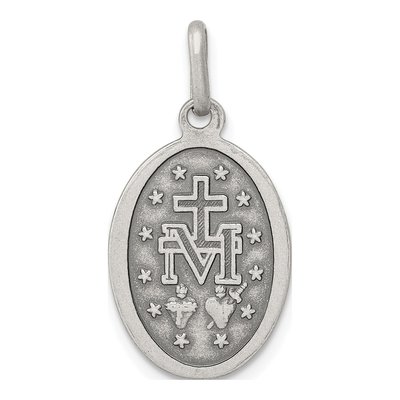 Sterling Silver Antiqued Miraculous Medal Pendant – view 5