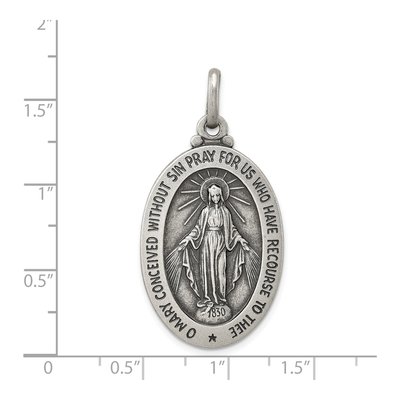 Sterling Silver Antiqued Miraculous Medal Pendant – view 5