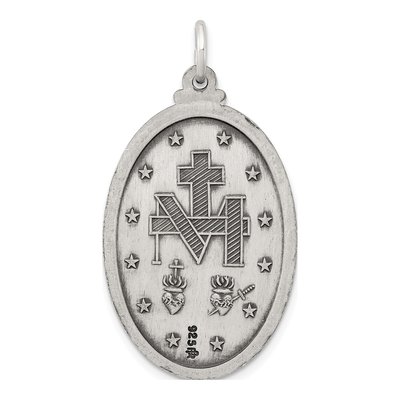 Sterling Silver Antiqued Miraculous Medal Pendant – view 5