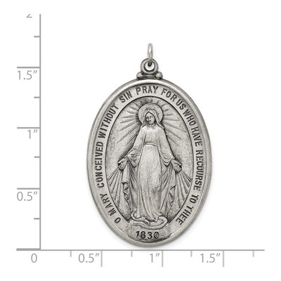 Sterling Silver Antiqued Miraculous Medal Pendant – view 4
