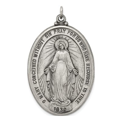 Sterling Silver Antiqued Miraculous Medal Pendant