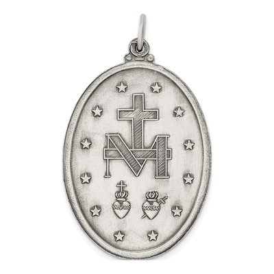 Sterling Silver Antiqued Miraculous Medal Pendant – view 4