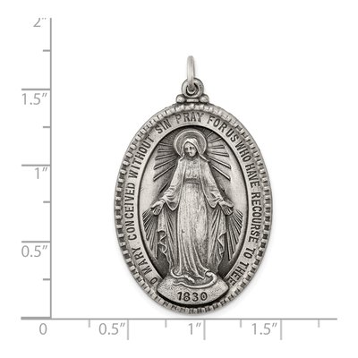 Sterling Silver Antiqued Miraculous Medal Pendant – view 5