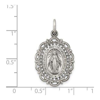 Sterling Silver Antiqued Miraculous Medal Pendant – view 4