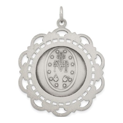 Sterling Silver Antiqued Miraculous Medal Pendant – view 5
