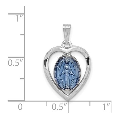 Sterling Silver Miraculous Heart Medal Pendant – view 4