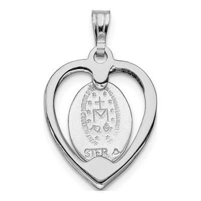 Sterling Silver Miraculous Heart Medal Pendant – view 5
