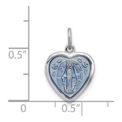 Sterling Silver Miraculous Heart Medal Pendant – view 4