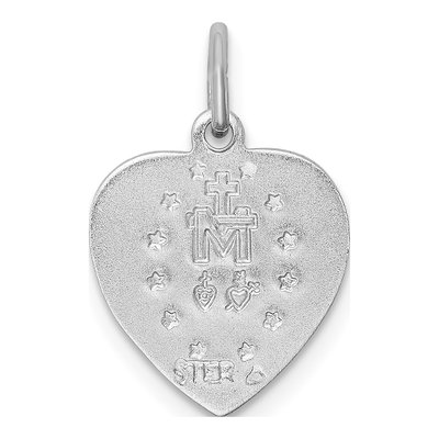 Sterling Silver Miraculous Heart Medal Pendant – view 5