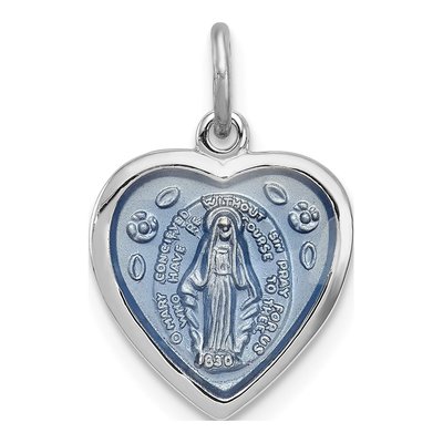 Sterling Silver Miraculous Heart Medal Pendant
