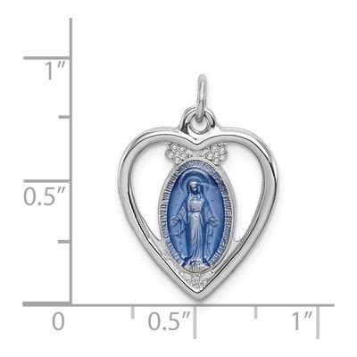 Sterling Silver Miraculous Heart Medal Pendant – view 5