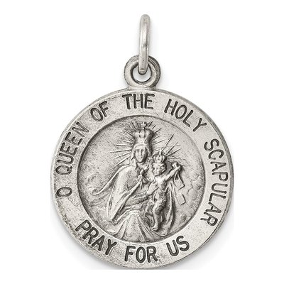 Sterling Silver Antiqued Scapular Medal Pendant