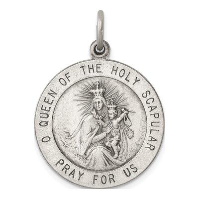 Sterling Silver Queen of Holy Scapular Medal Pendant