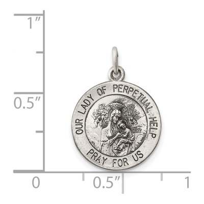 Sterling Silver Antiqued Our of Perpetual Help Medal Pendant – view 4