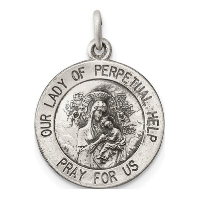 Sterling Silver Antiqued Our of Perpetual Help Medal Pendant