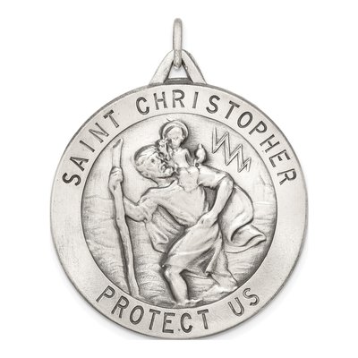 Sterling Silver St Christopher Medal Pendant