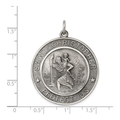 Sterling Silver Antiqued St Christopher Medal Pendant – view 5