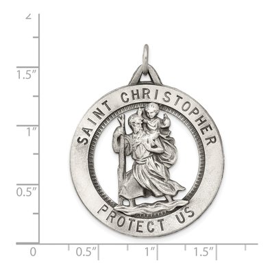 Sterling Silver St Christopher Medal Pendant – view 4