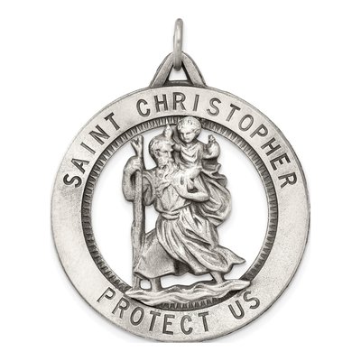 Sterling Silver St Christopher Medal Pendant