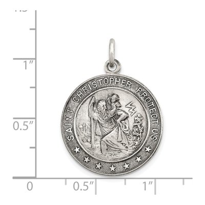 Sterling Silver Antique St Christopher Medal Pendant – view 5