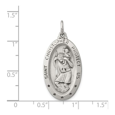 Sterling Silver Antiqued St Christopher Medal Pendant – view 4