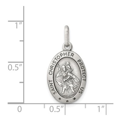 Sterling Silver Antiqued St Christopher Medal Pendant – view 4
