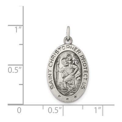 Sterling Silver Antiqued St Christopher Medal Pendant – view 4