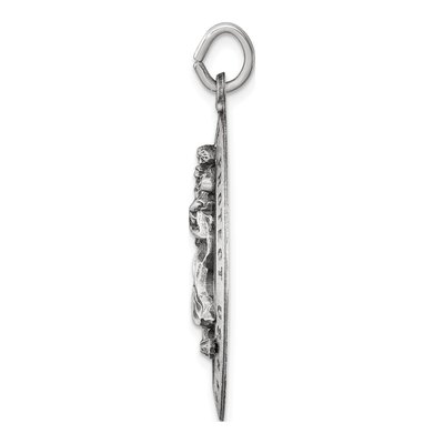 Sterling Silver Antiqued St Christopher Medal Pendant – view 3