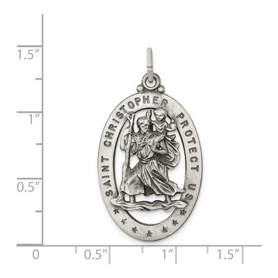 Sterling Silver Antiqued St Christopher Medal Pendant – view 4