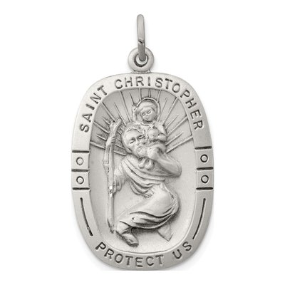 Sterling Silver St Christopher Medal Pendant