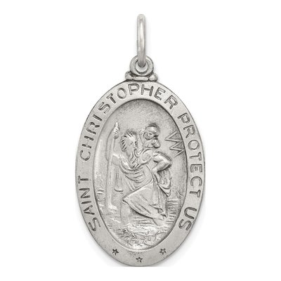 Sterling Silver St Christopher Basketball Medal Pendant