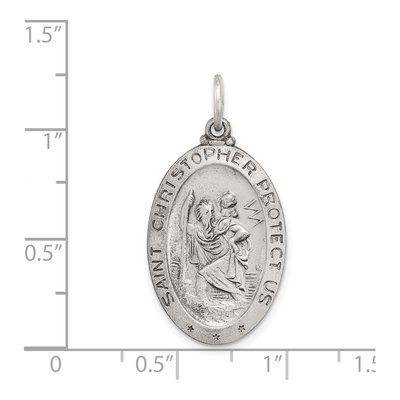 Sterling Silver St Christopher Baseball Medal Pendant – view 5