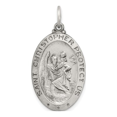 Sterling Silver St Christopher Baseball Medal Pendant