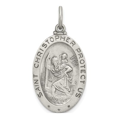 Sterling Silver St Christopher Soccer Medal Pendant