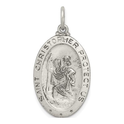 Sterling Silver St Christopher Football Medal Pendant