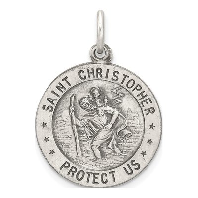 Sterling Silver St Christopher Baseball Medal Pendant