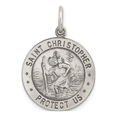 Sterling Silver St Christopher Soccer Medal Pendant