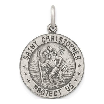 Sterling Silver St Christopher Football Medal Pendant